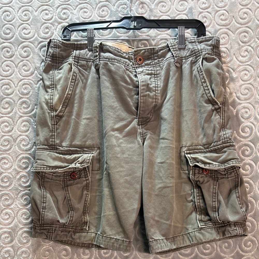 Y2K Hollister Olive Green Cargo‎ Shorts Size 34 Mens Casual Utility *READ*